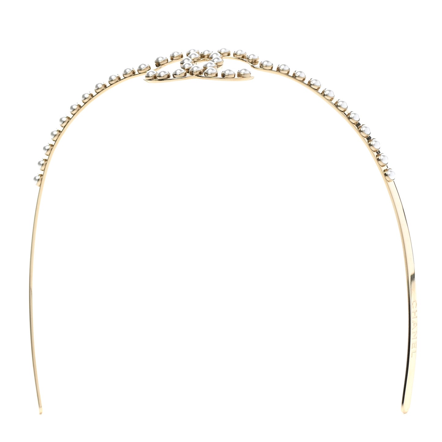 Metal Pearl CC Headband Light Gold