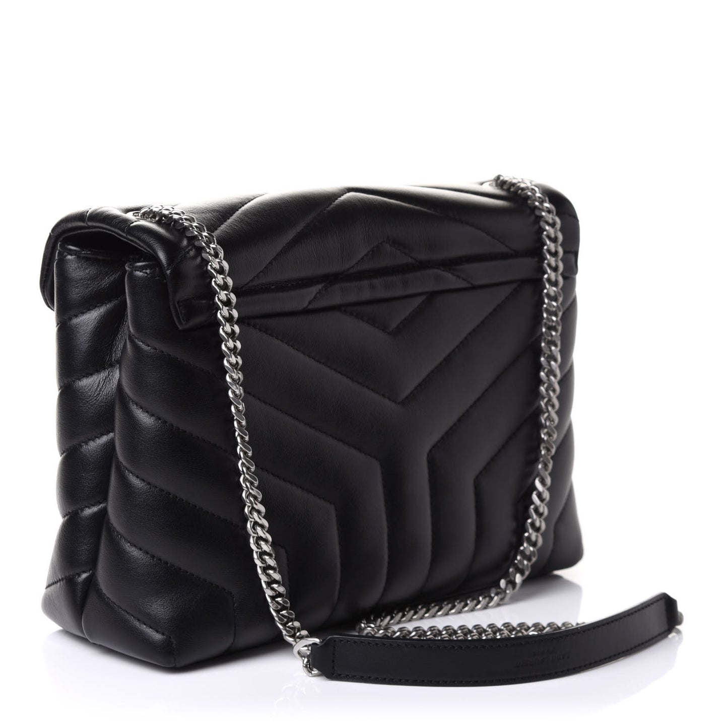 Calfskin Y Quilted Monogram Small Loulou Chain Satchel Black
