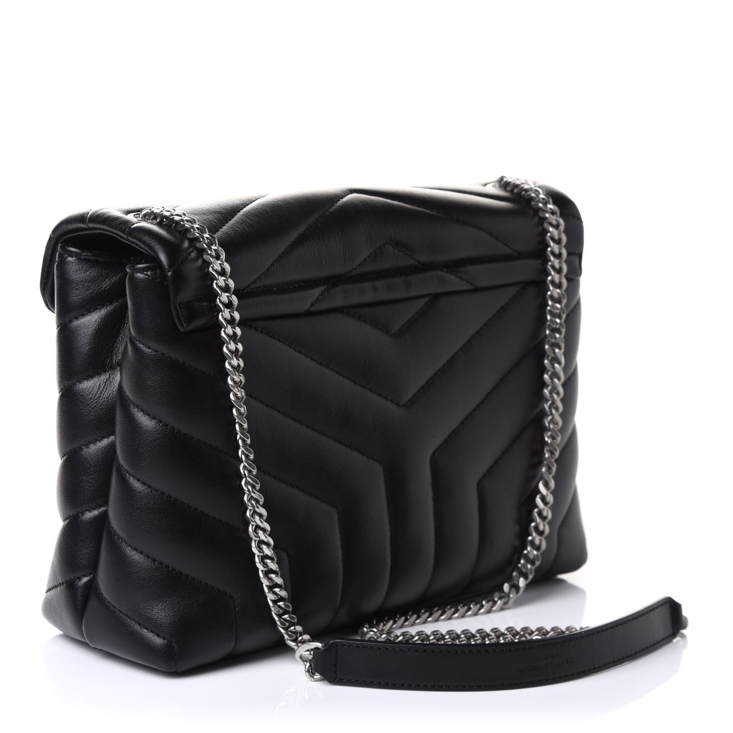 Saint Laurent Calfskin Y Quilted Monogram Small Loulou Chain Satchel Black 3 of 13