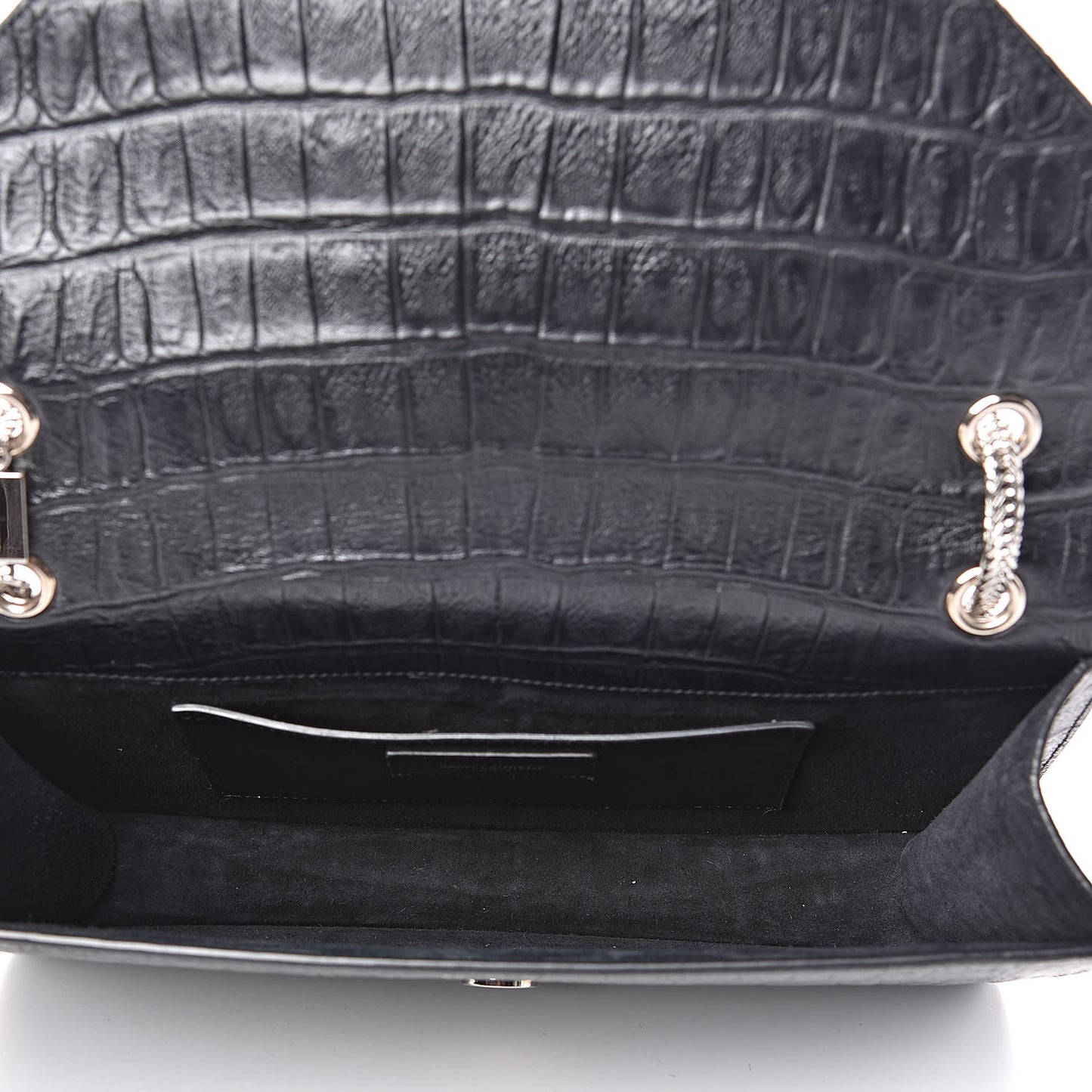 Calfskin Crocodile Embossed Medium Betty Black