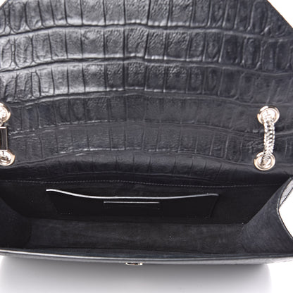 Saint Laurent Calfskin Crocodile Embossed Medium Betty Black 5 of 10