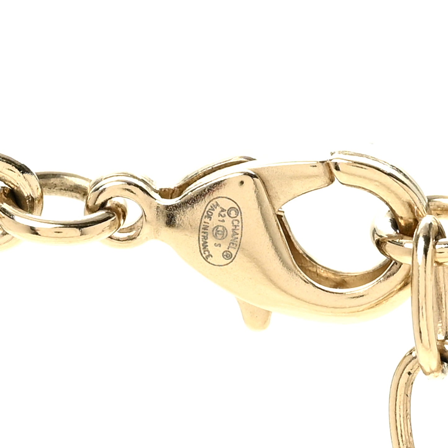 Crystal Pearl CC Pendant Necklace Gold