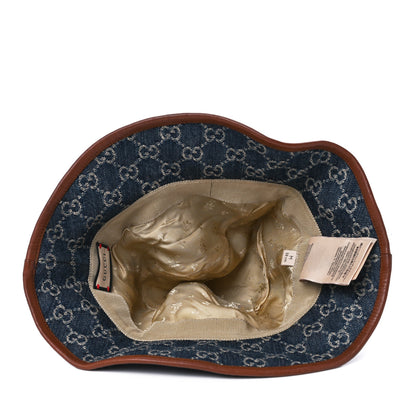 Gucci Washed Jacquard Denim Nappa GG Monogram Oscar Bucket Hat M Denim Cuir 6 of 9