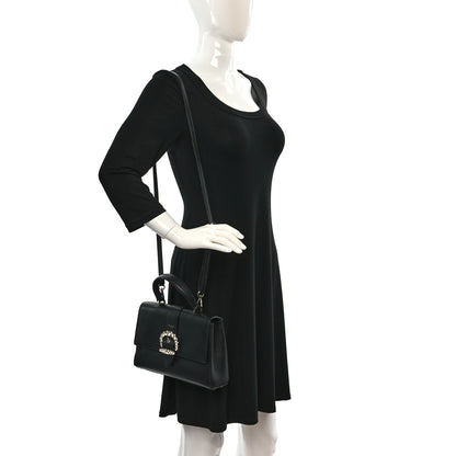 Jimmy Choo Calfskin Crystal Cheri Top Handle Bag Black 2 of 8