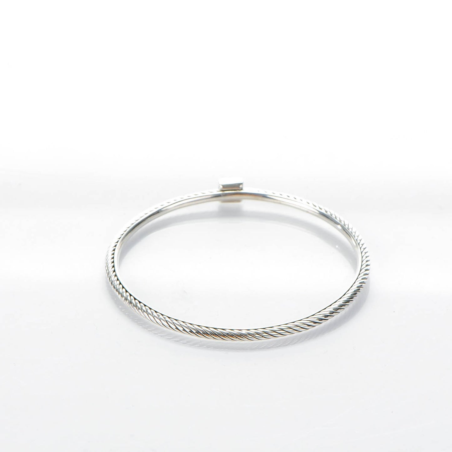 Sterling Silver Pave Diamond 3mm Cable Wire Bangle