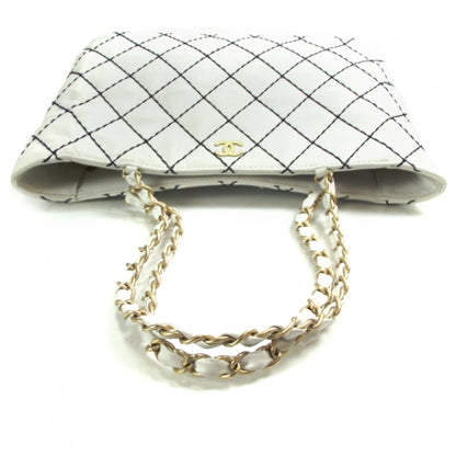 Chanel Lambskin Contrast Stitch Tote White 6 of 11