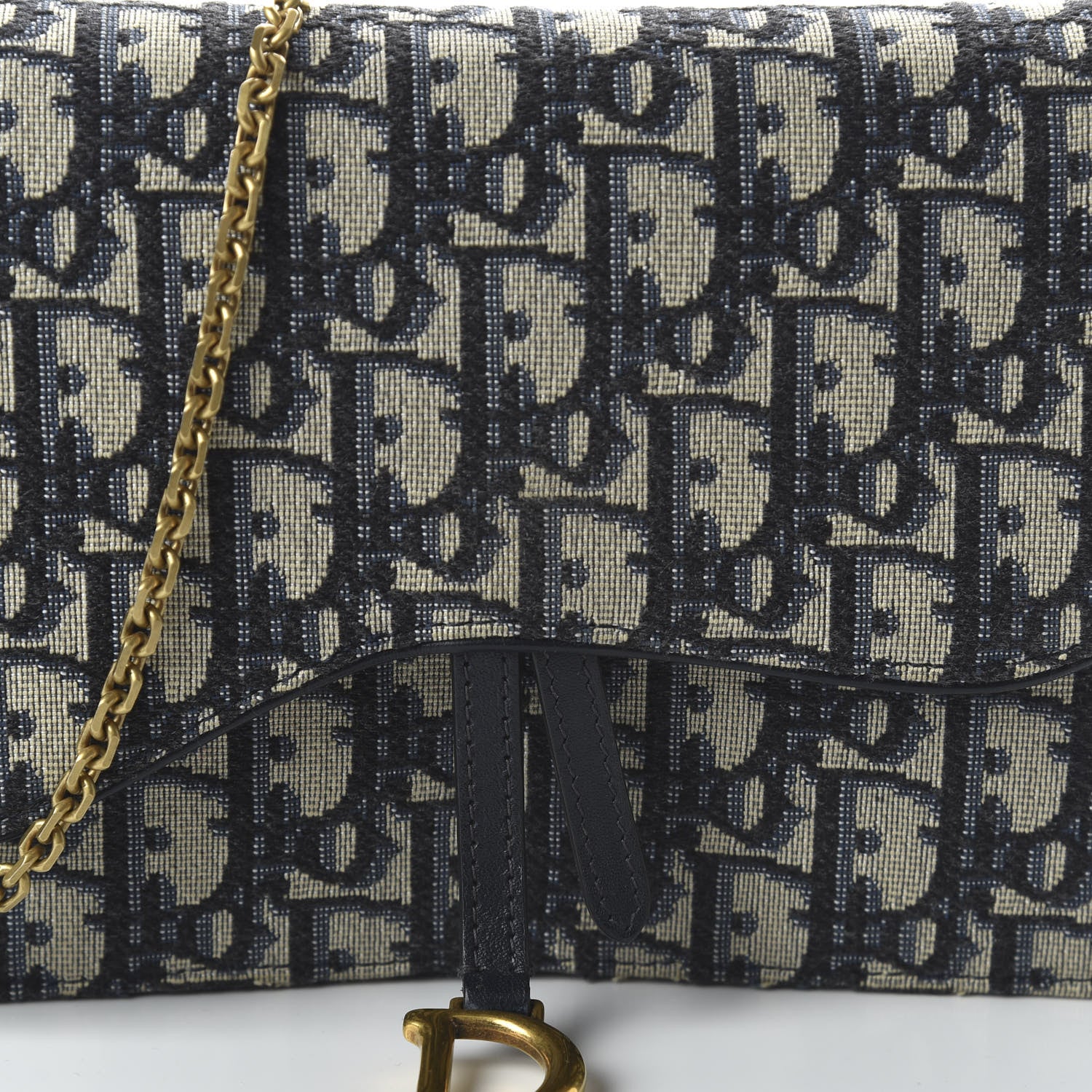Christian Dior Oblique Saddle Chain Pouch Blue 9 of 10