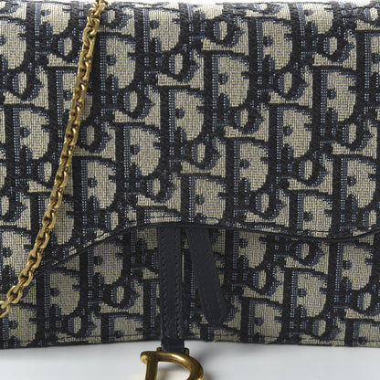Christian Dior Oblique Saddle Chain Pouch Blue 9 of 10