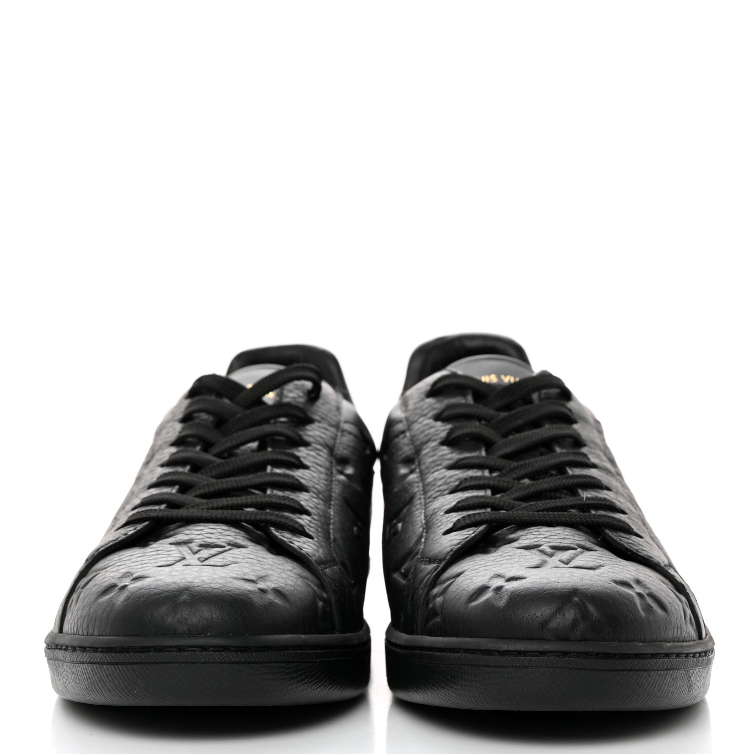 Louis Vuitton Grained Calfskin Embossed Monogram Mens Luxembourg Sneakers 9 Black 2 of 8