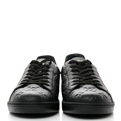 Louis Vuitton Grained Calfskin Embossed Monogram Mens Luxembourg Sneakers 9 Black 2 of 8
