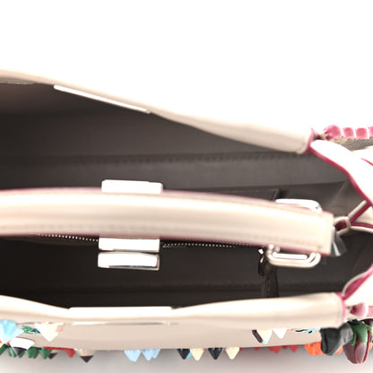 Fendi Nappa Embroidered Flower Scalloped Mini Peekaboo Iconic Satchel Grigio Polvere 5 of 12