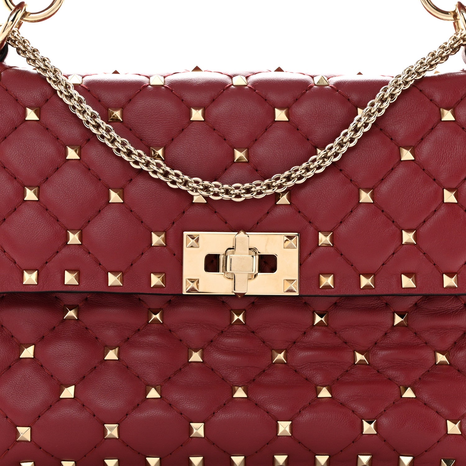 Valentino Garavani Nappa Medium Rockstud Spike Shoulder Bag Rubino 7 of 9