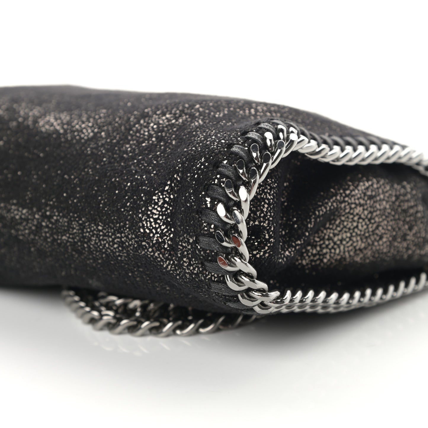 Chamois Shiny Dotted Tiny Falabella Fold Over Tote Ruthenium