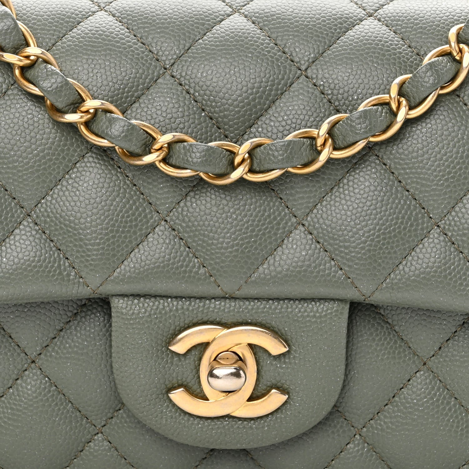 Chanel Iridescent Caviar Quilted Mini Rectangular Flap Green 7 of 10