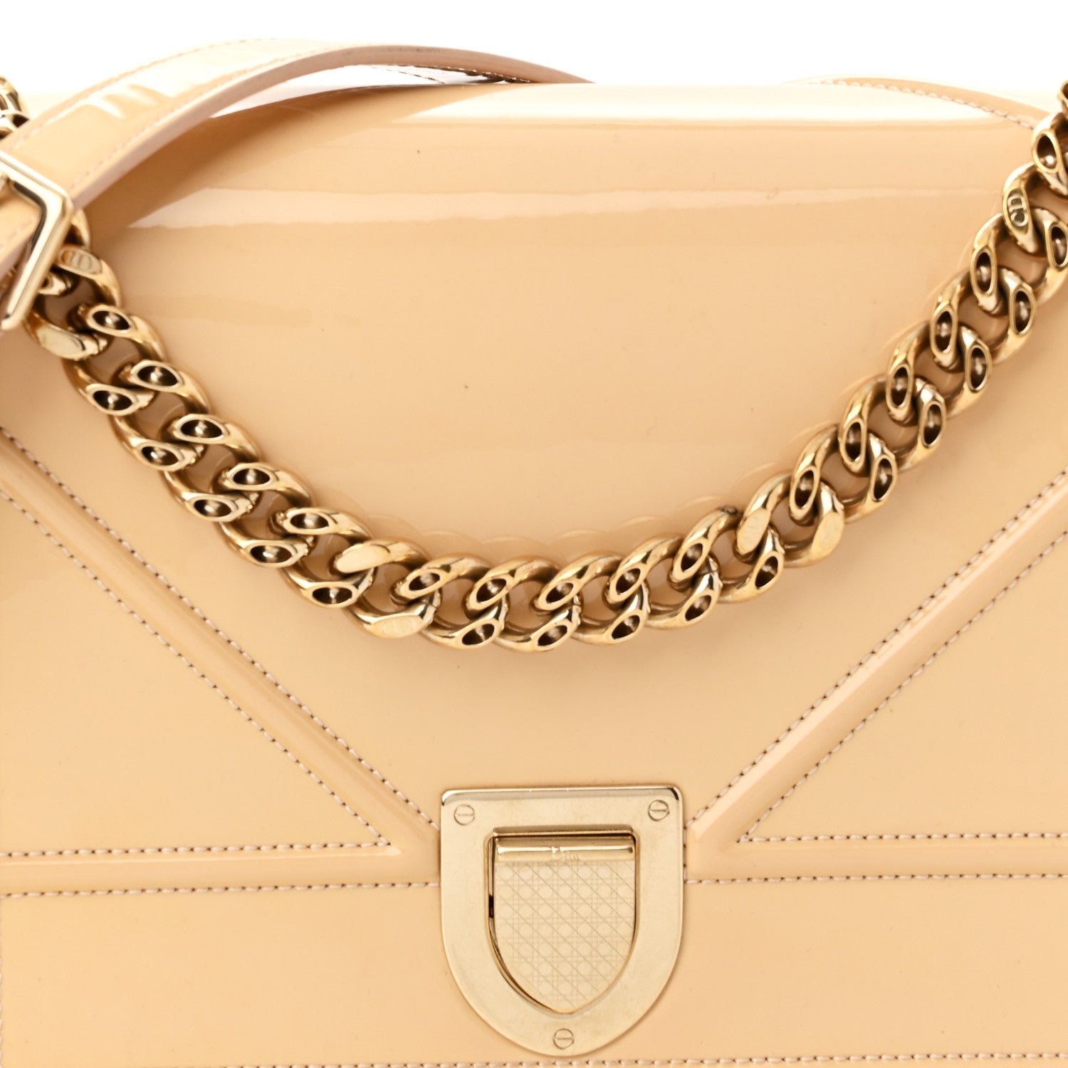 Christian Dior Patent Calfskin Medium Diorama Flap Bag Beige 7 of 11