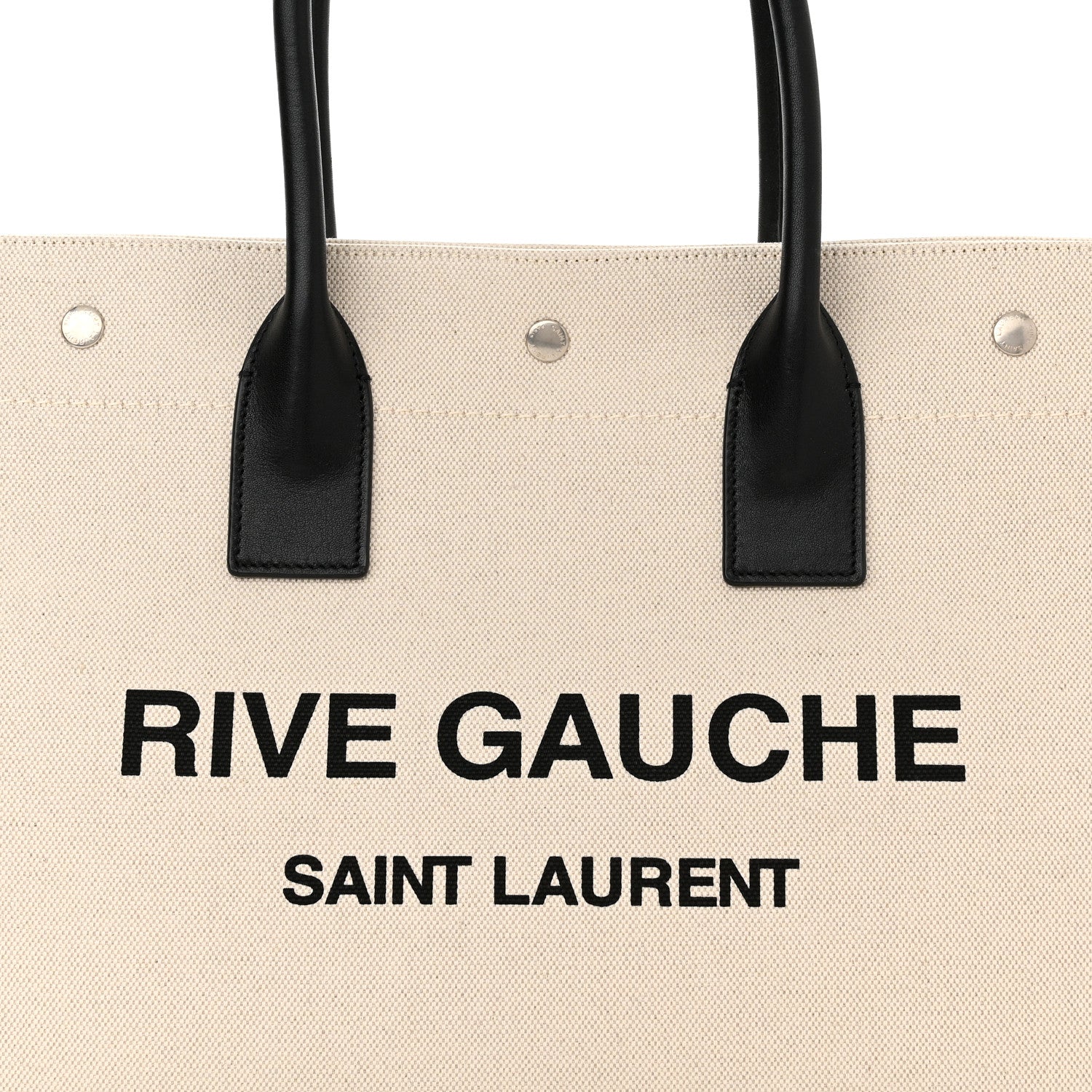 Saint Laurent Linen Calfskin Small Rive Gauche Tote Greggio Natural 8 of 10