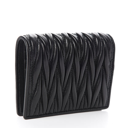 Miu Miu Nappa Matelasse Crystal Logo Compact Wallet Black 2 of 8