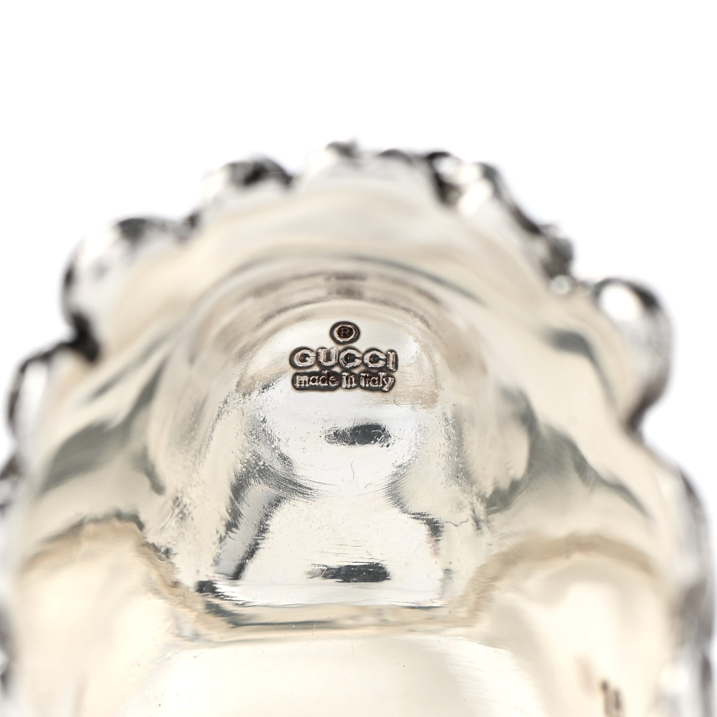 Metal Crystal Lion Head Ring 7.5 Black Aged Silver 56/7.5 Silver