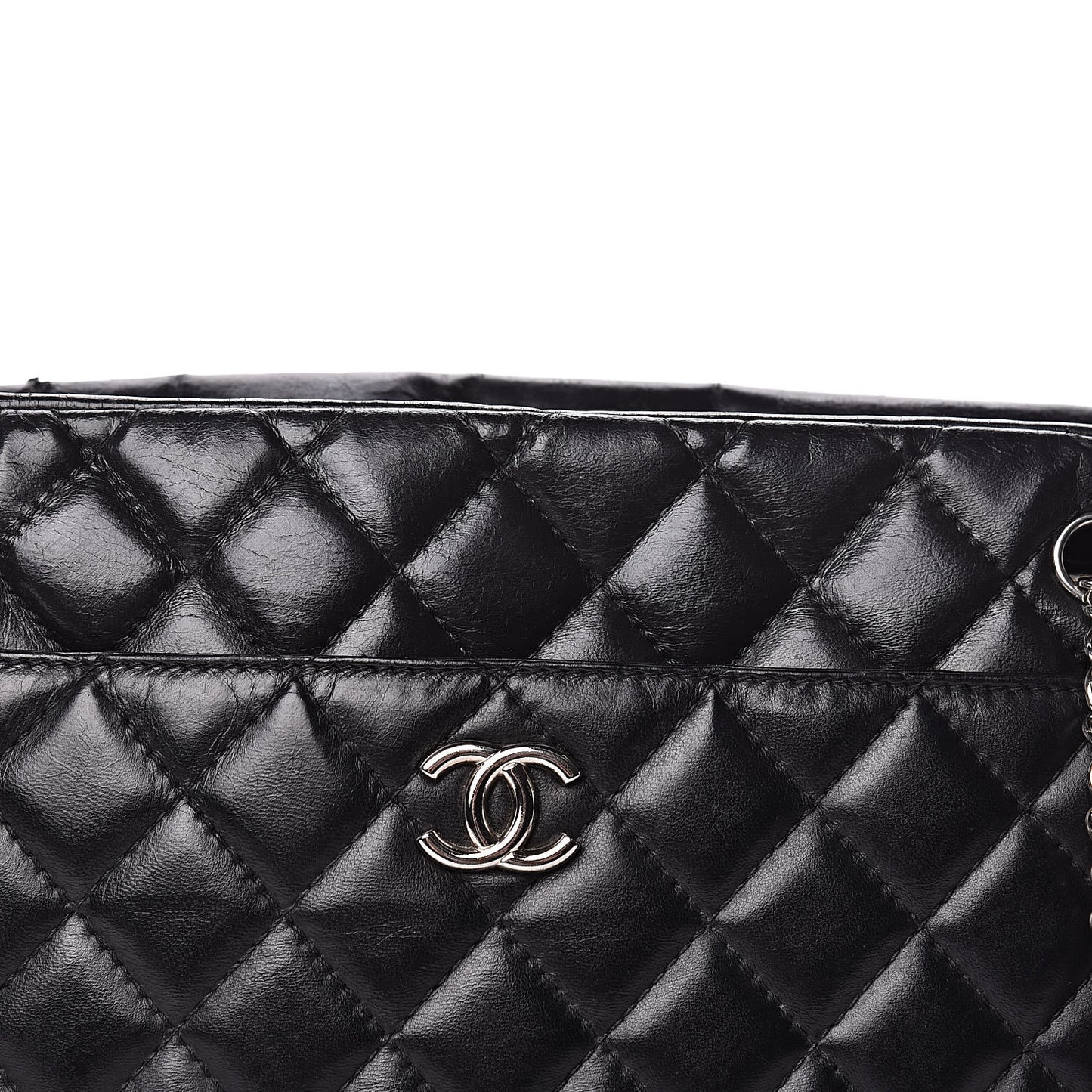 Lambskin Quilted Large Camera Case Black