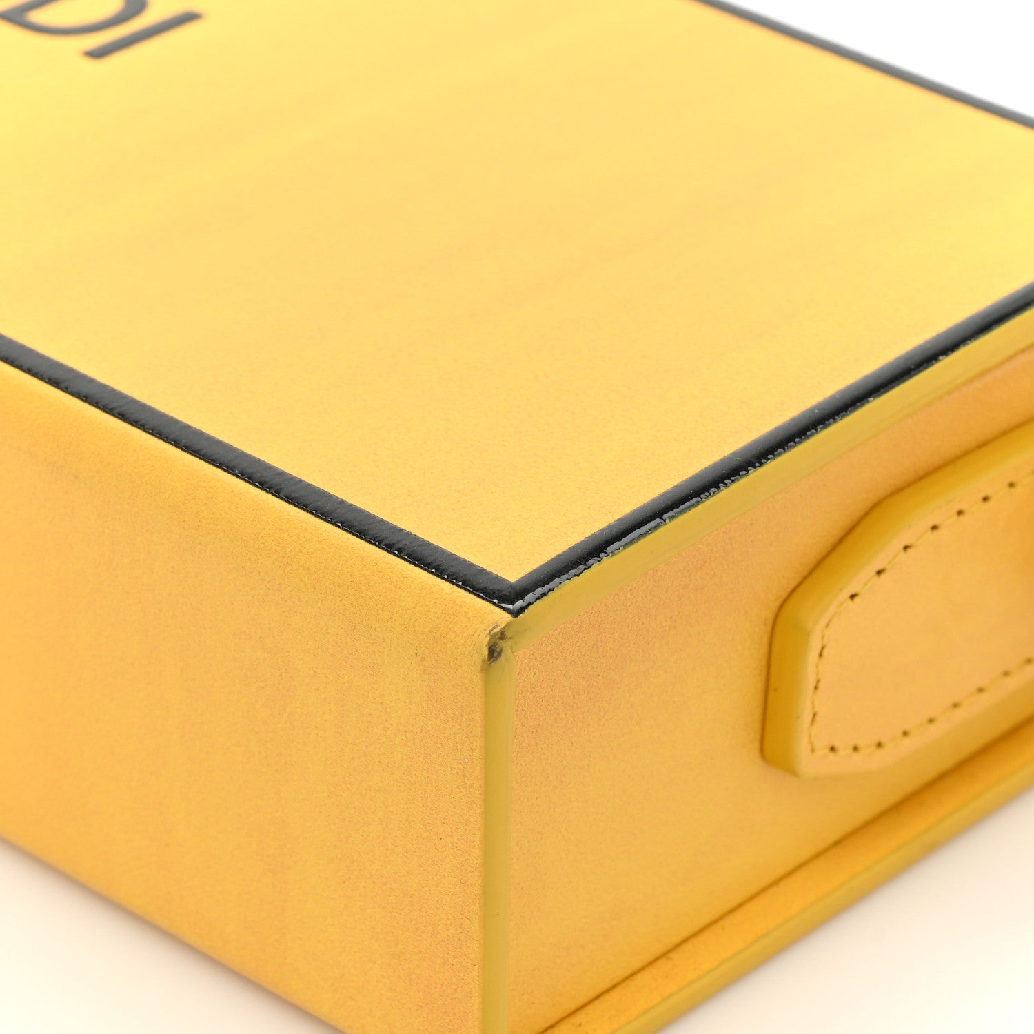 Fendi Vitello Fluffy Logo Horizontal Box Crossbody Bag Yellow Box