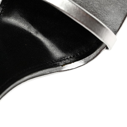 Saint Laurent Calfskin Lexi 90 Ankle Strap Sandals 36 Silver 12 of 17
