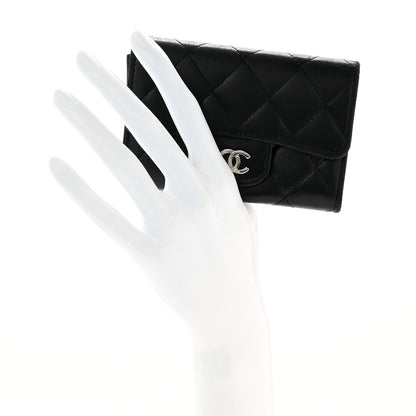 Chanel Lambskin Quilted Flap Card Holder Wallet Black 2 of 8