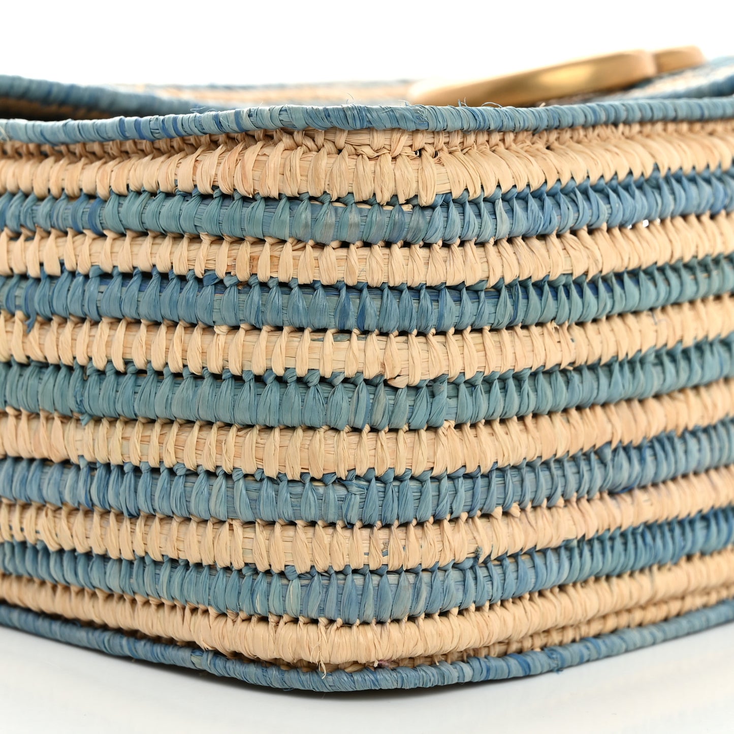 Raffia Woven Small GG Marmont Shoulder Bag Natural Light Blue