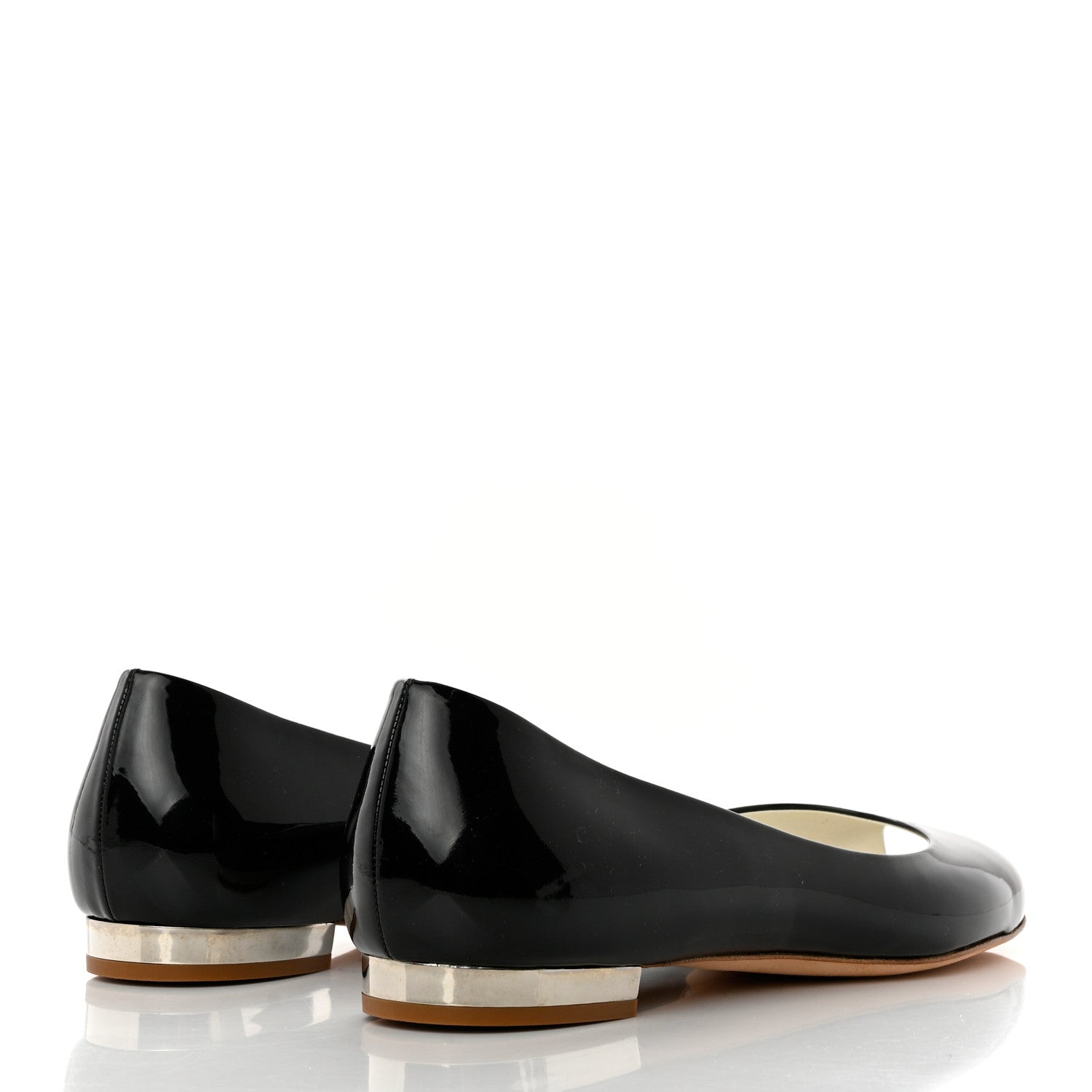 Chanel Patent Mirrored Peep Toe Flats 40 Black 4 of 8