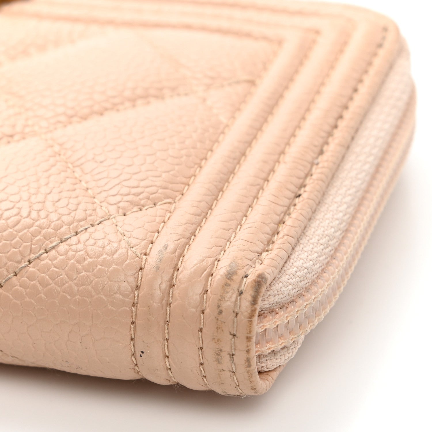 Chanel Caviar Quilted Small Boy Zip Around Wallet Beige 10 of 11
