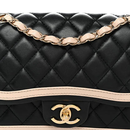 Chanel Lambskin Quilted Bicolor Flap Black Beige 8 of 10