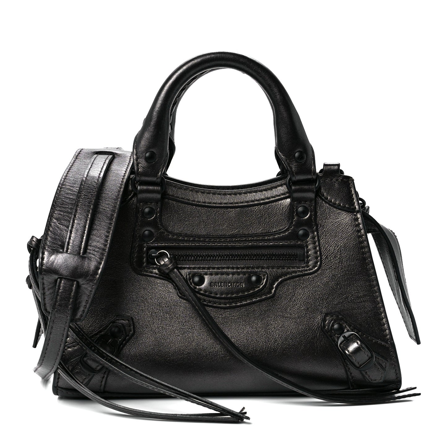 Smooth Calfskin Neo Classic Black Hardware Mini City Gunmetal