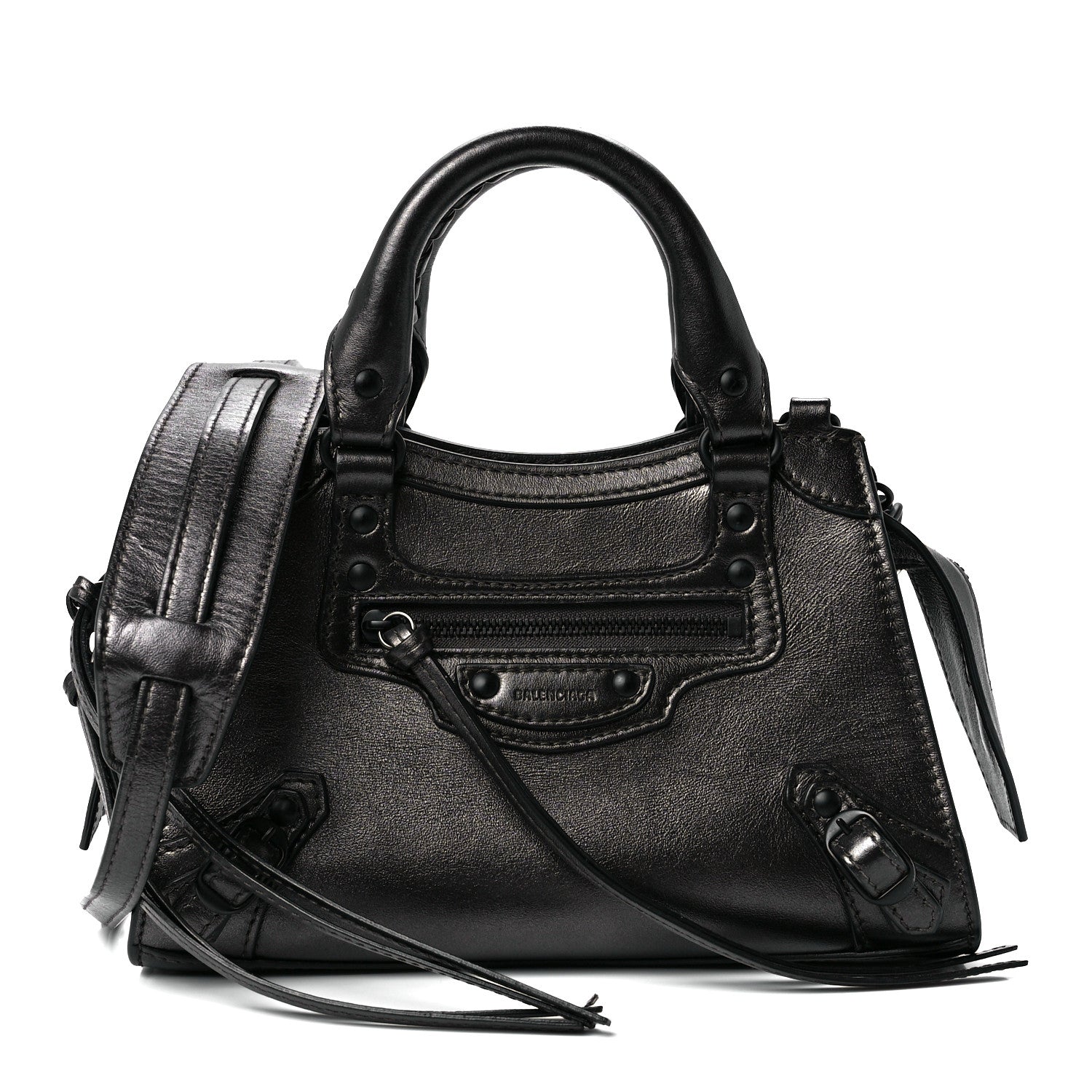 Balenciaga Smooth Calfskin Neo Classic Black Hardware Mini City Gunmetal 1 of 11