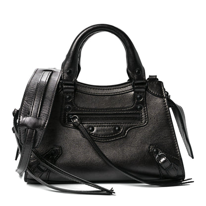 Balenciaga Smooth Calfskin Neo Classic Black Hardware Mini City Gunmetal 1 of 11
