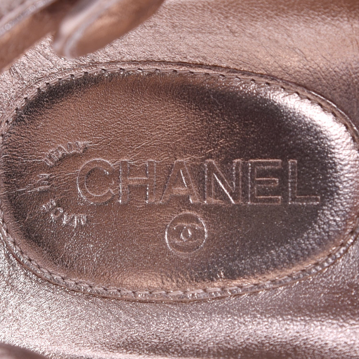 Chanel Iridescent Lambskin Quilted Velcro Dad Sandals 38 Light Bronze 7 of 10