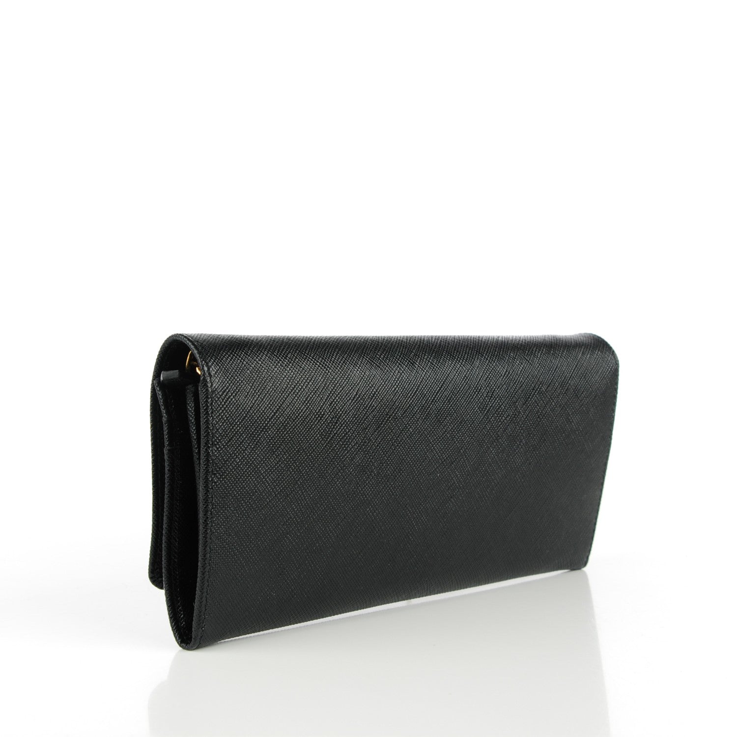 Prada Saffiano Metal Oro Chain Wallet Nero Black 3 of 7