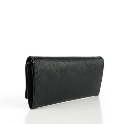 Prada Saffiano Metal Oro Chain Wallet Nero Black 3 of 7