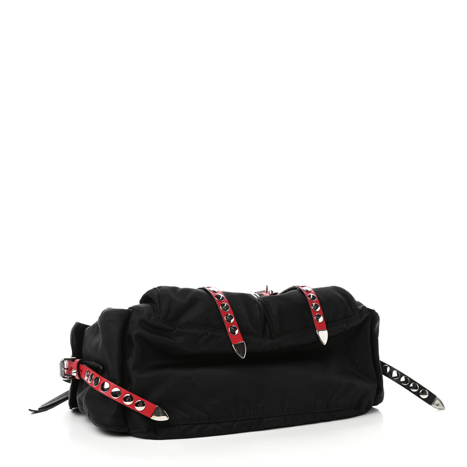 Prada Nylon New Vela Studded Messenger Black Fuoco 3 of 6