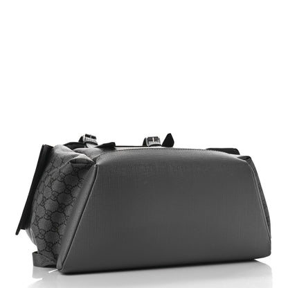 Gucci GG Supreme Monogram Textured Dollar Calfskin Medium Ophidia Double Buckle Backpack Grey Black Graphite Grey 3 of 7