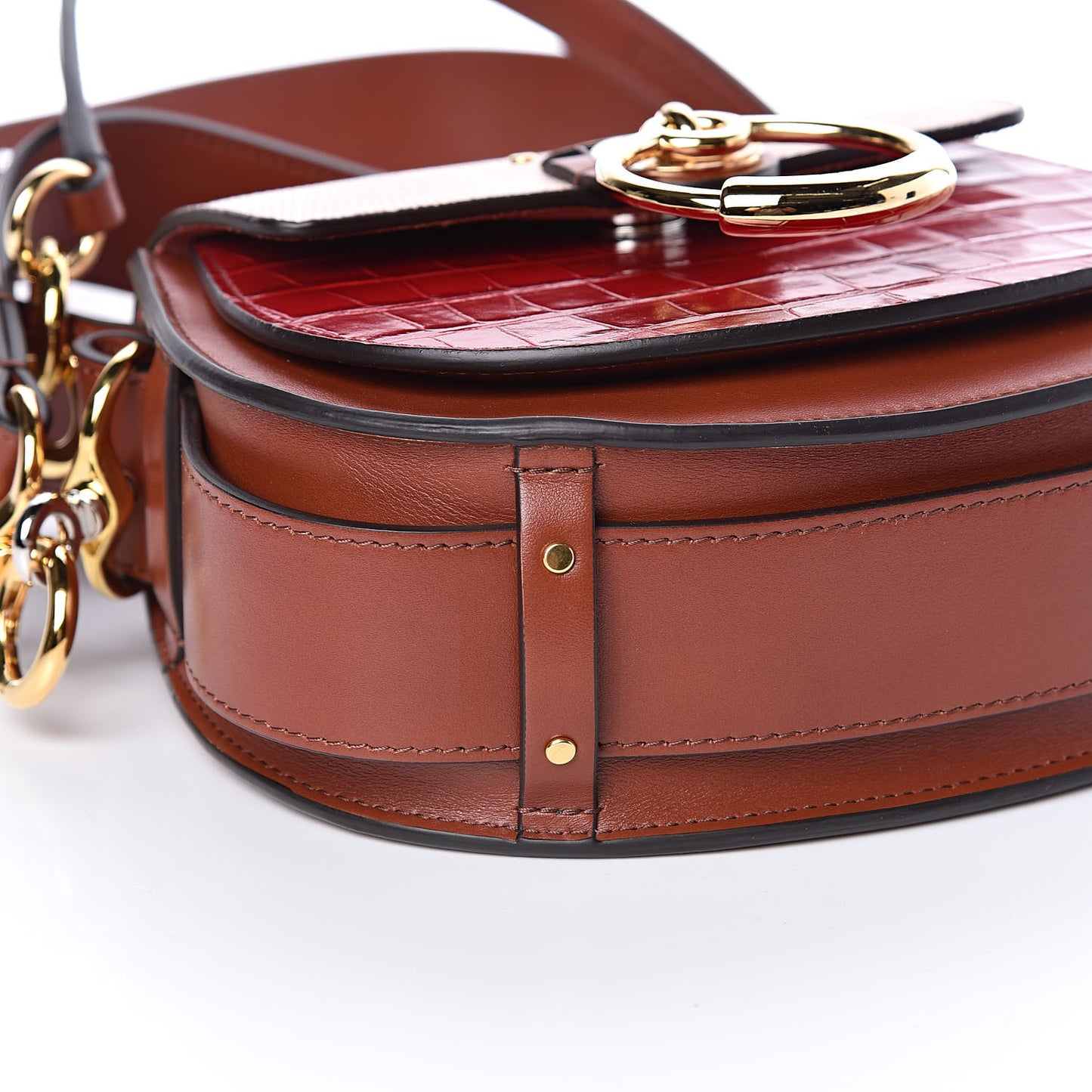 Calfskin Crocodile Embossed Small Tess Bag Pink Red