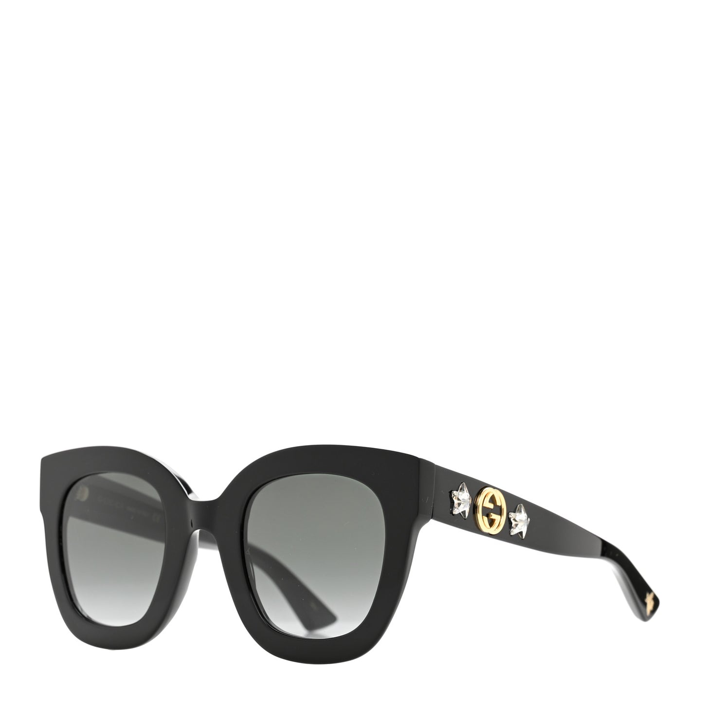 Acetate Crystal Star Round Frame Sunglasses GG0208S Black