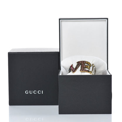 Gucci Metal Crystal Loved Cuff Bracelet 16 Aged Gold 6 of 6
