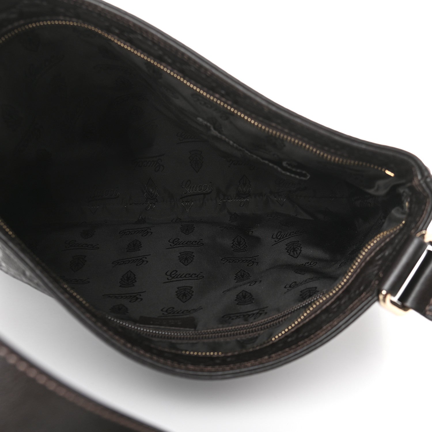 Gucci Guccissima Medium Flat Messenger Bag Dark Brown 4 of 8