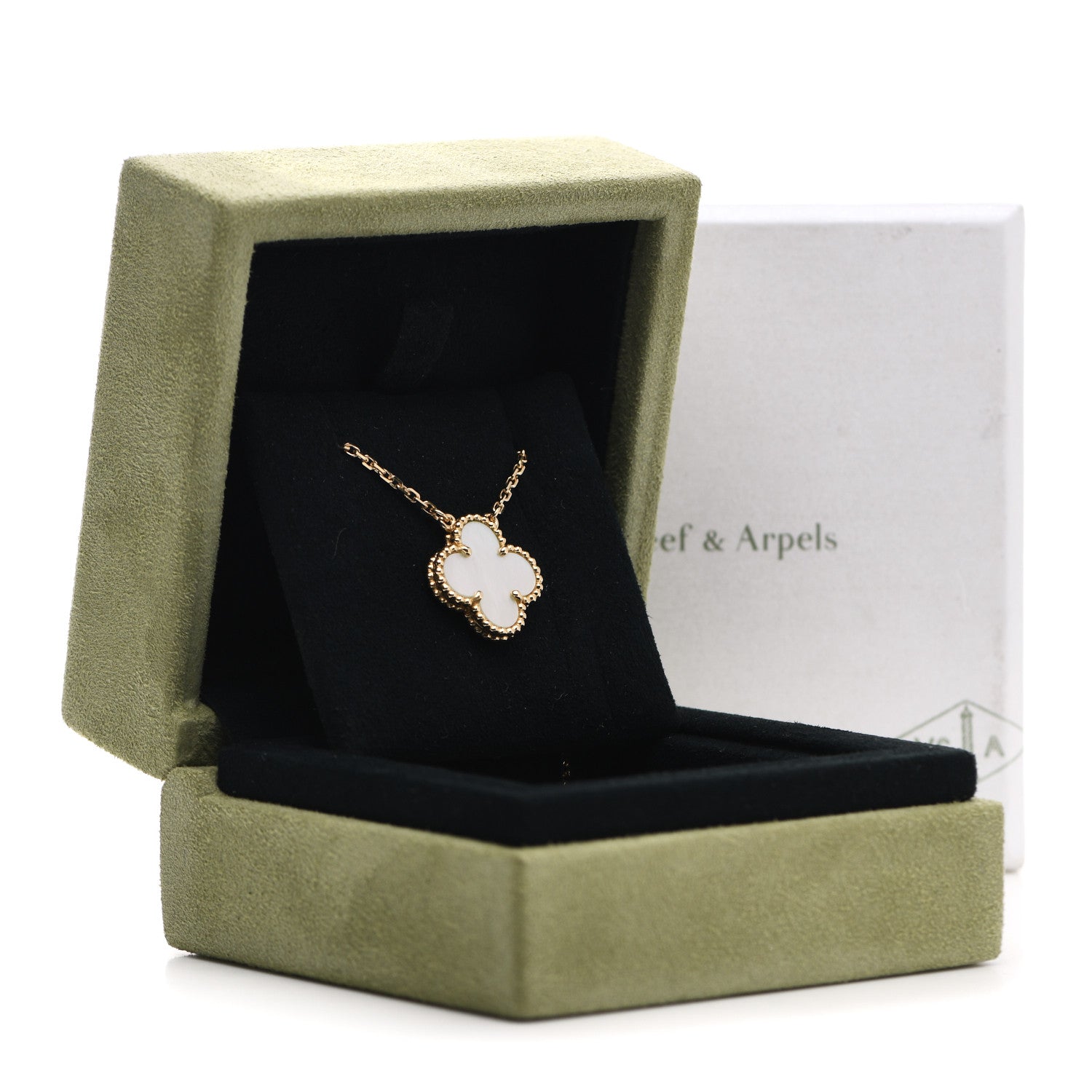Van Cleef & Arpels 18K Yellow Gold Mother of Pearl Vintage Alhambra Pendant Necklace 6 of 6
