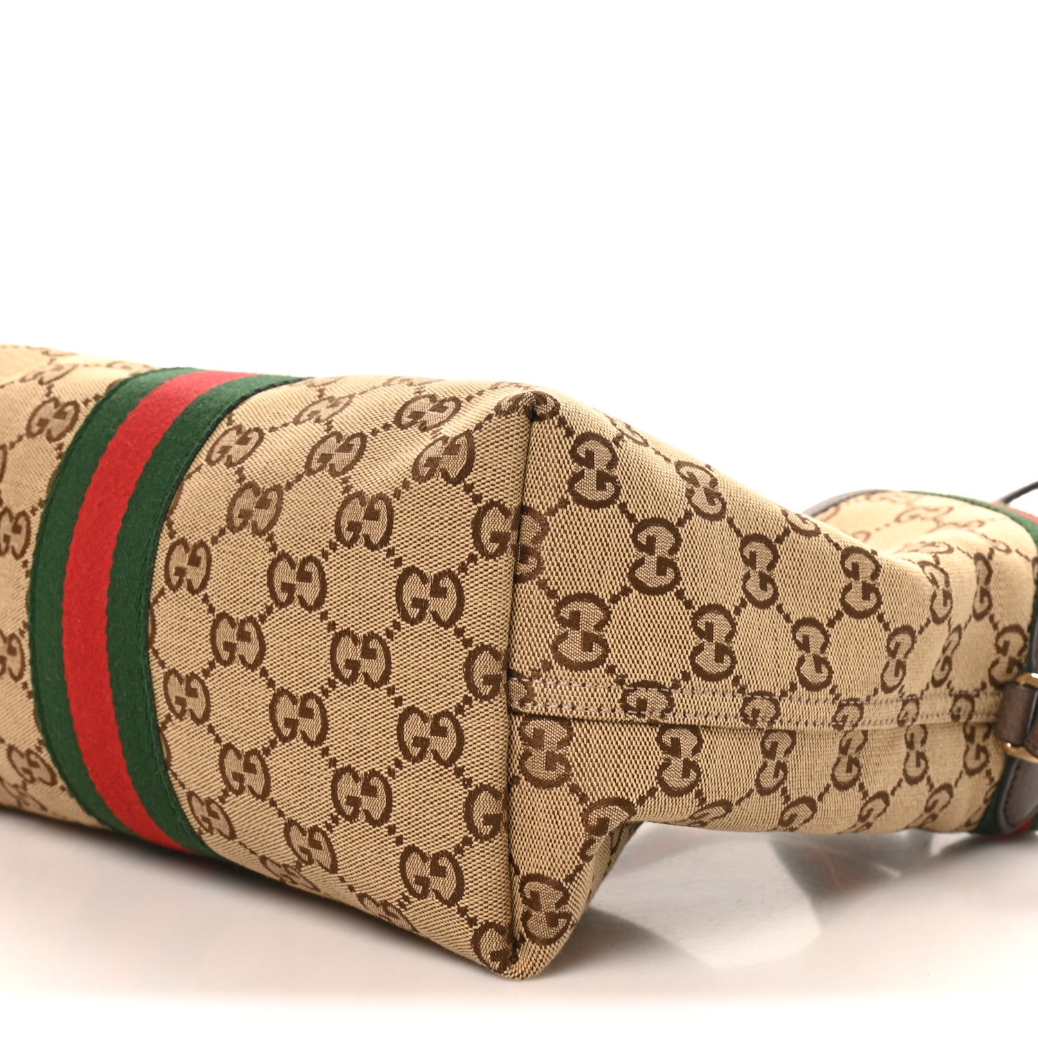 Gucci Monogram Web Small Giglio Tote Beige Dark Brown 8 of 9