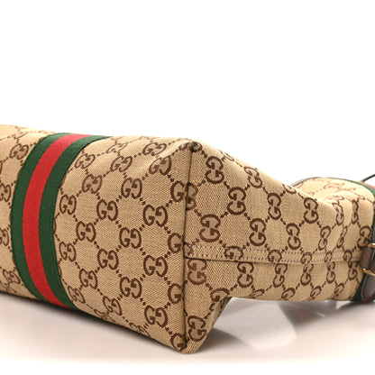 Gucci Monogram Web Small Giglio Tote Beige Dark Brown 8 of 9