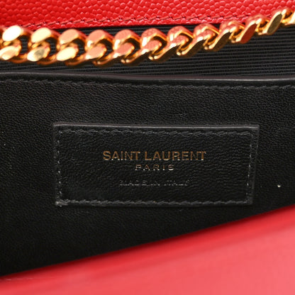 Saint Laurent Grain De Poudre Medium Monogram Kate Satchel Red 6 of 10