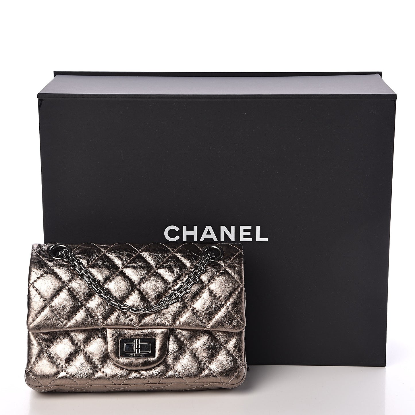 Metallic Aged Calfskin 2.55 Reissue 224 Flap Pewter