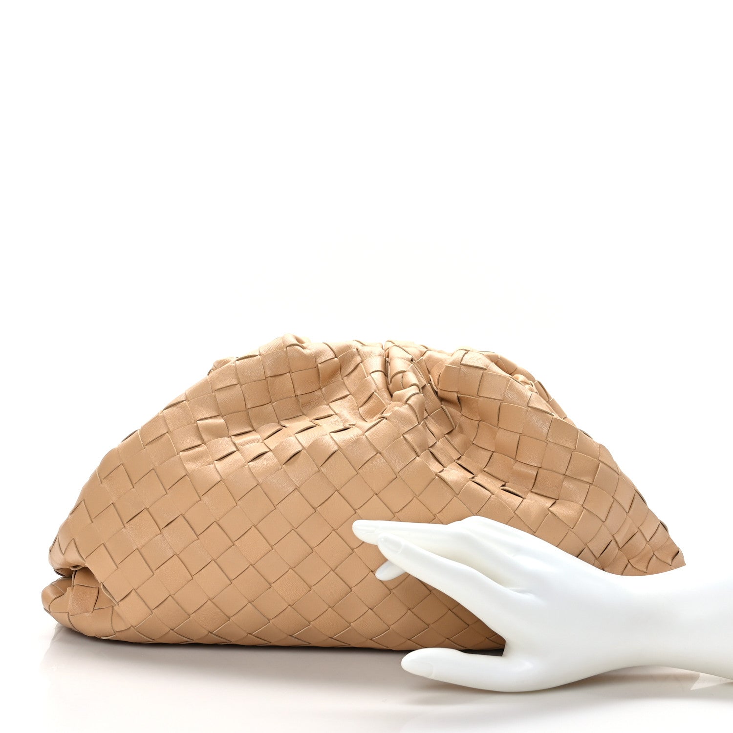 Bottega Veneta Nappa Maxi Intrecciato The Pouch Oversized Clutch Almond 2 of 9