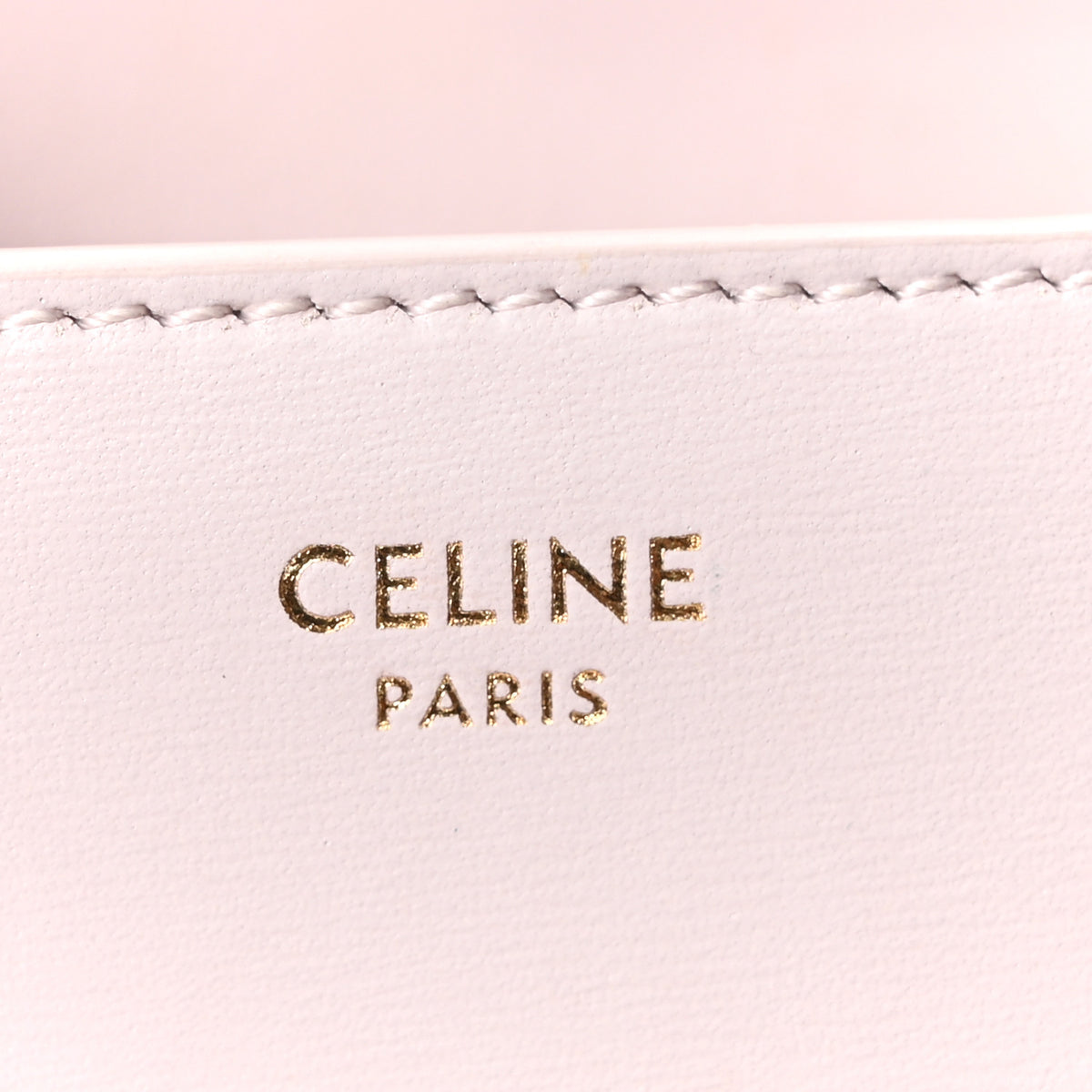 Celine Shiny Calfskin Triomphe Card Holder on Chain Poudre 10 of 20