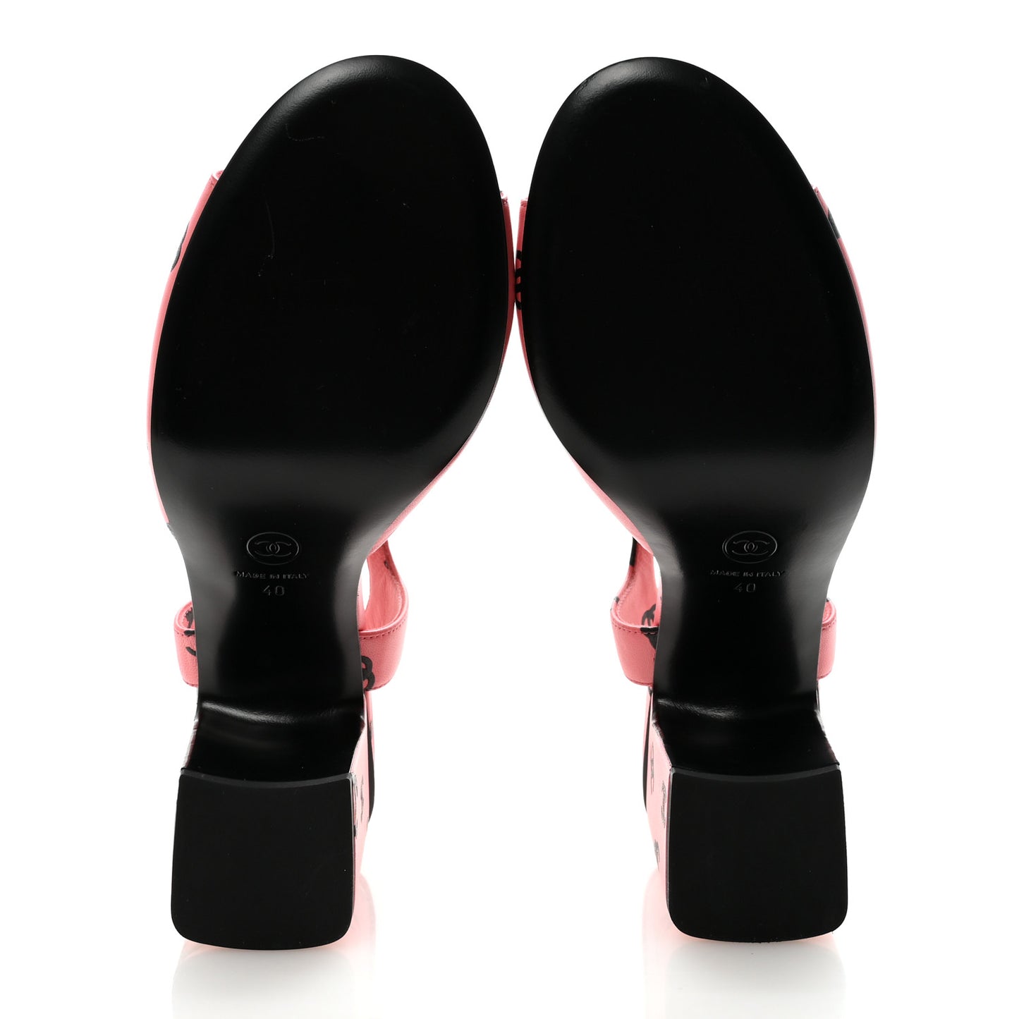 Printed Lambskin Coco Beach Sandals 40 Pink Black